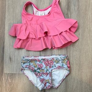 Ruffle butts pink floral two piece 3T